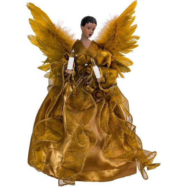 13-Inch UL 10-Light Gold African American Angel Treetop - Other Accents - 2