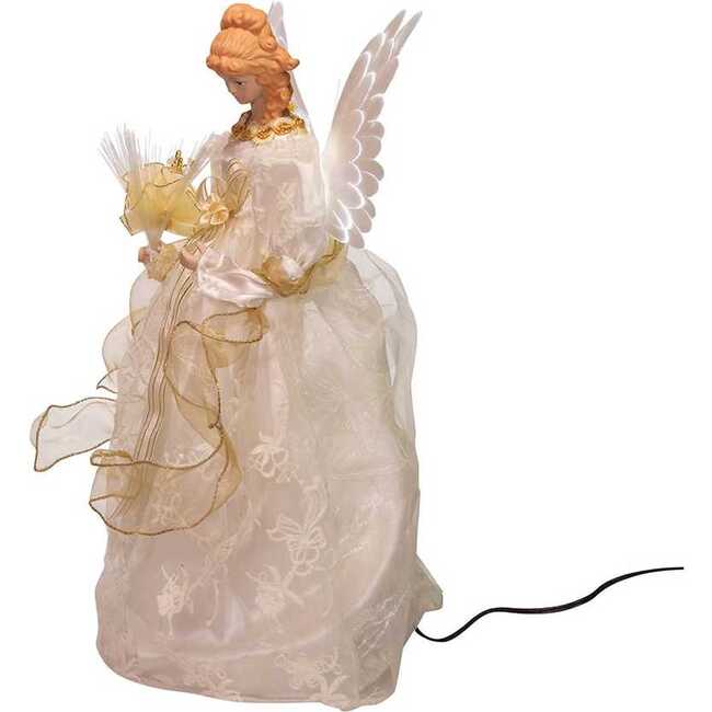 14-Inch Fiber Optic Ivory and Gold Animated LED Angel Treetop - Other Accents - 5