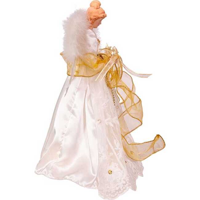 14-Inch Battery-Operated Ivory and Gold LED Angel Treetop - Other Accents - 2