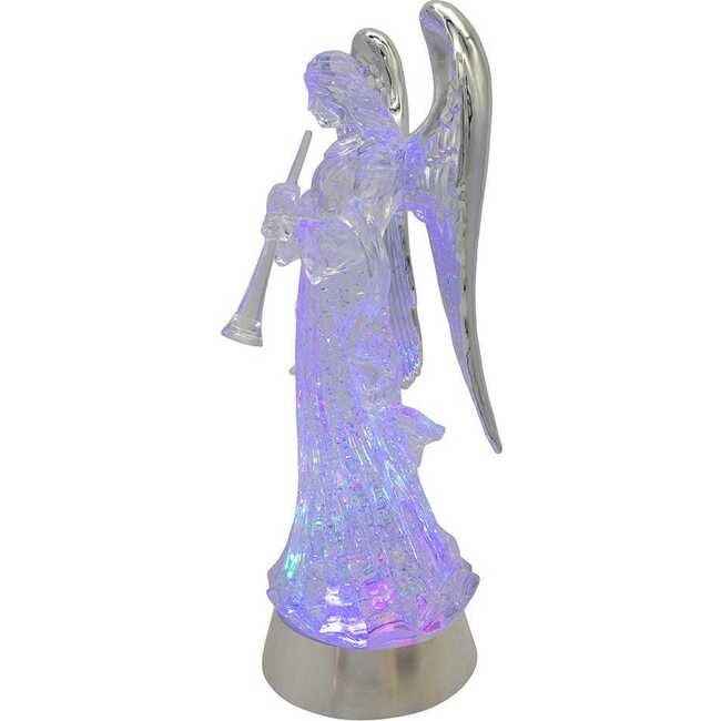 13.25-Inch Battery-Operated USB LED Lighted Angel With Horn Water Globe - Other Accents - 4