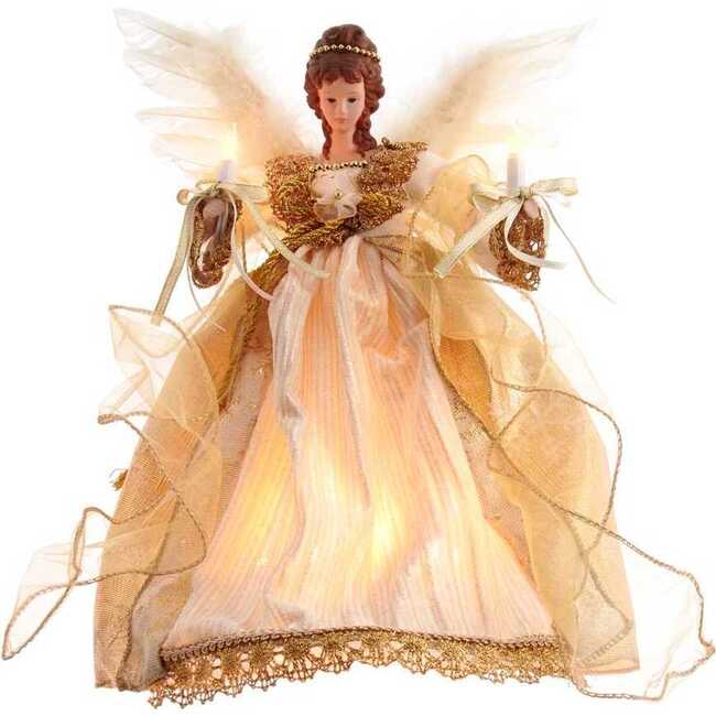 12-Inch UL 10-Light Gold Angel Treetop