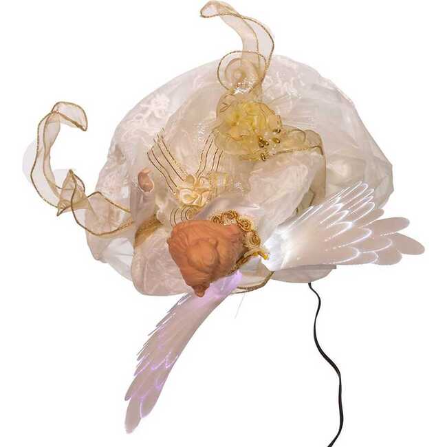 14-Inch Fiber Optic Ivory and Gold Animated LED Angel Treetop - Other Accents - 6