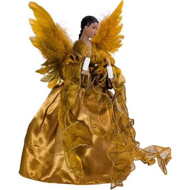 13-Inch UL 10-Light Gold African American Angel Treetop - Other Accents - 4