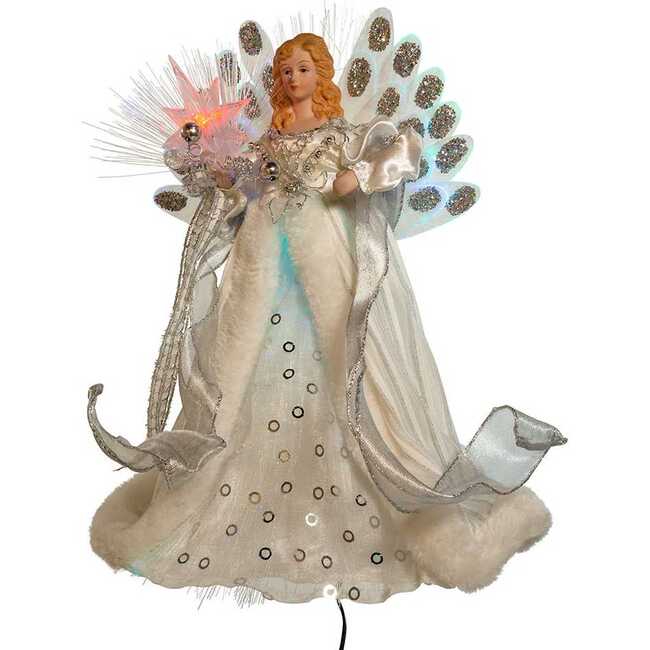 12-Inch White and Silver LED Fiber Optic Angel Treetop - Other Accents - 2