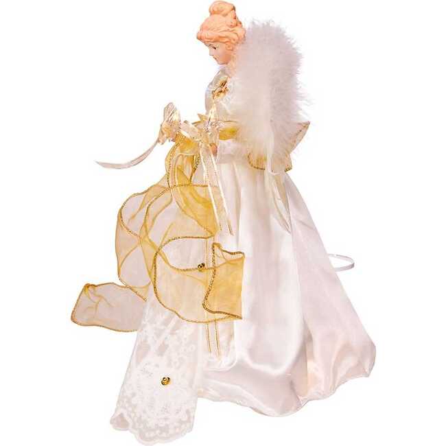 14-Inch Battery-Operated Ivory and Gold LED Angel Treetop - Other Accents - 3