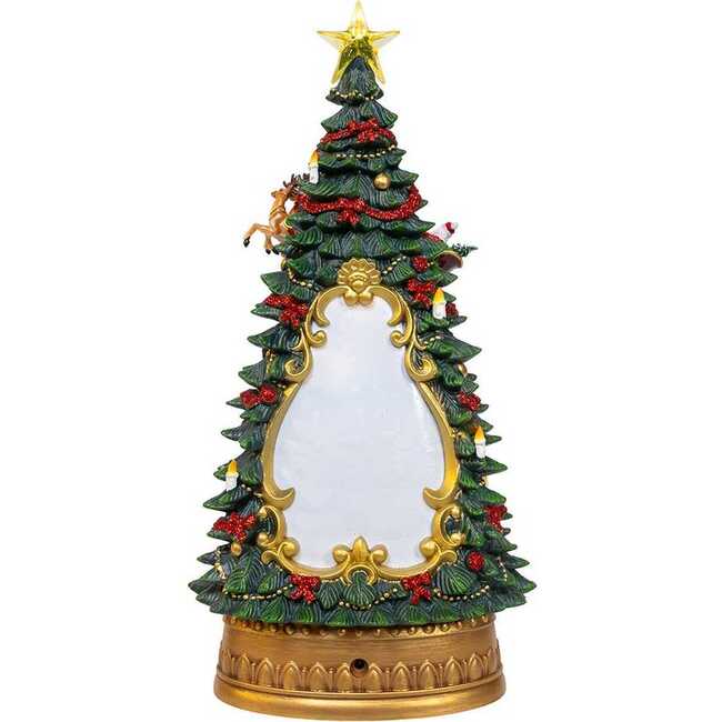 13.4-Inch Battery Operated USB LED Lighted Santa and Deer Tree Topper with Spinning Glitter Water - Other Accents - 3