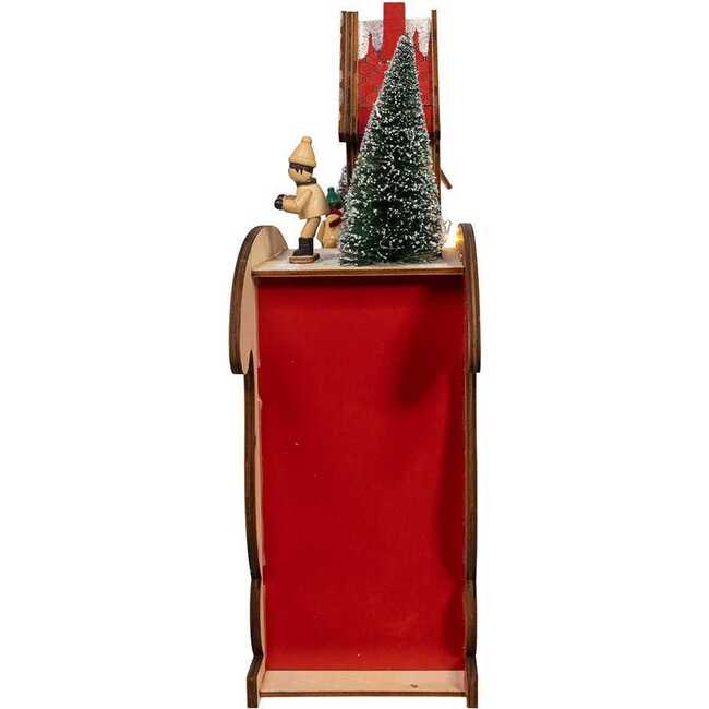 13.77-Inch Battery Operated LED Lighted Sleigh With Village Scene Table Piece - Other Accents - 4