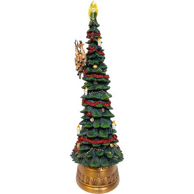 13.4-Inch Battery Operated USB LED Lighted Santa and Deer Tree Topper with Spinning Glitter Water - Other Accents - 4