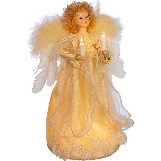 12-Inch UL 10-Light Ivory Angel Treetop with Fabric Hair - Other Accents - 2