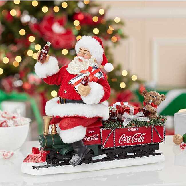 13-Inch Battery-Operated Coca-Cola Santa Train with LED Garland - Other Accents - 6