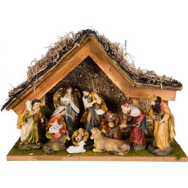 12-Inch Nativity Set with Stable and 10 Figures