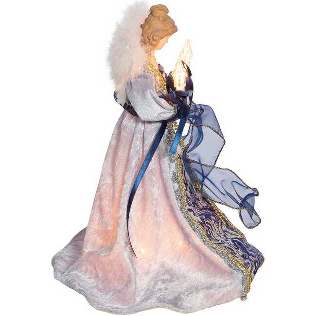 12-Inch UL 10-Light Delft Blue with Gold Angel Tree Topper - Other Accents - 3