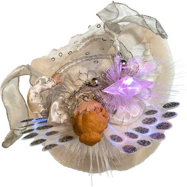 12-Inch White and Silver LED Fiber Optic Angel Treetop - Other Accents - 6