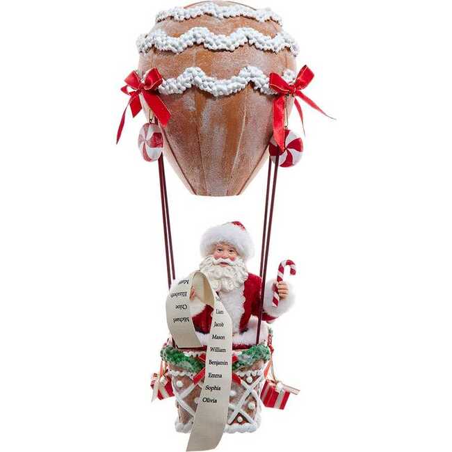 12-Inch Fabriché Gingerbread Hot Air Balloon Santa