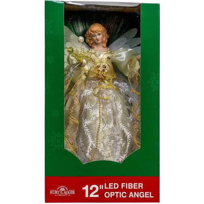 12-Inch UL 30-Light Fairy LED Fiber Optic Gold Angel Tree Topper - Other Accents - 7