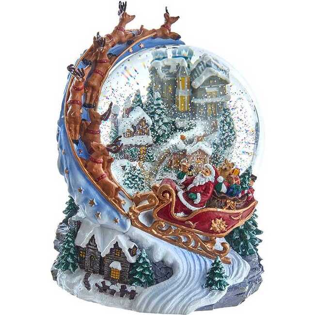 120MM Battery-Operated Musical Santa and Sled Waterglobe