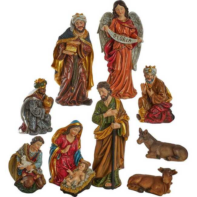12.5-Inch Nativity Figurines Table Piece, 10-Piece Set