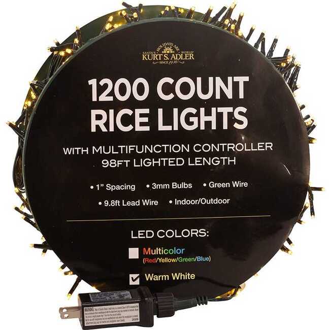 1200-Light 98-Foot Warm White LED Rice Light Set