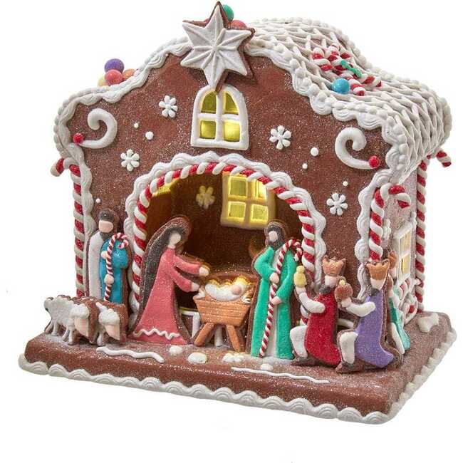 12.5-Inch Battery-Operated Light Up Nativity Gingerbread House