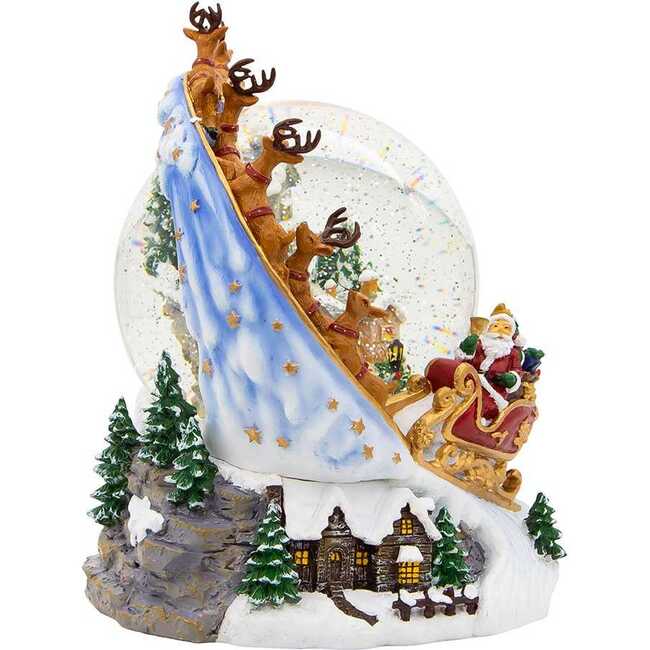 120MM Battery-Operated Musical Santa and Sled Waterglobe - Other Accents - 2