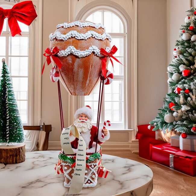 12-Inch Fabriché Gingerbread Hot Air Balloon Santa - Other Accents - 7