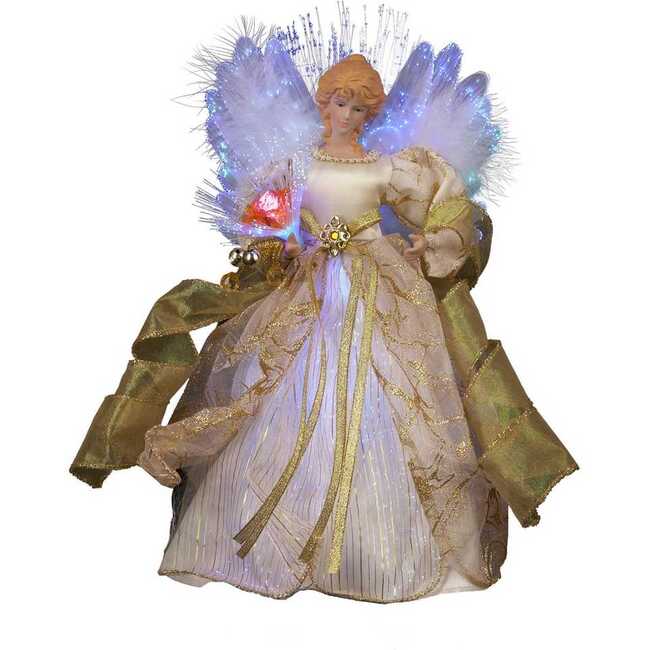 12-Inch CUL Ivory and Gold Fiber Optic LED Angel Treetop - Other Accents - 3