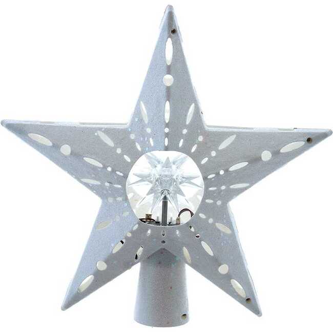 12.2-Inch Pre-lit White Glitter Iridescent Star Tree Topper