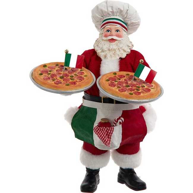 11-Inch Fabriché Chef Santa Holding Two Trays of Pizza