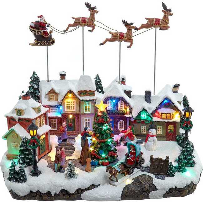 11.8-Inch Multicolored LED Lighted Musical Santa and Sleigh Table Piece