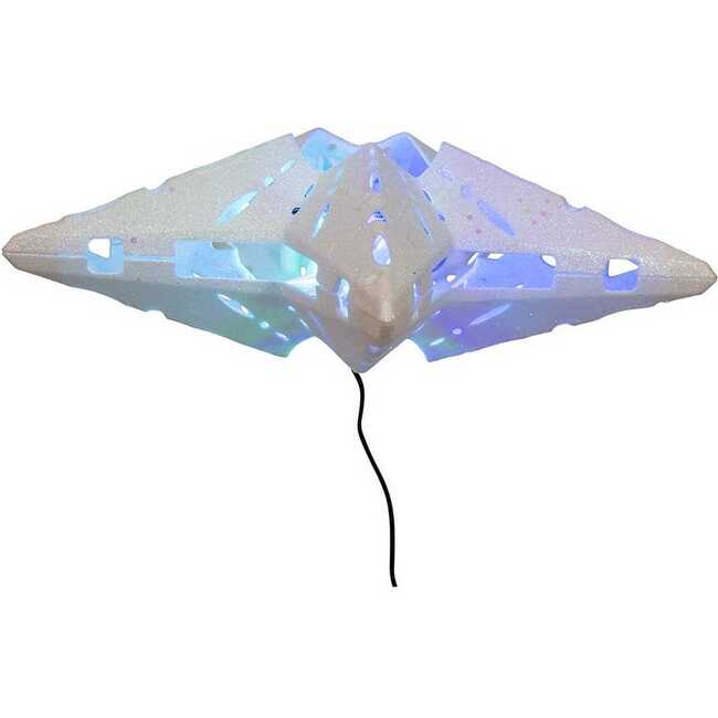 12.2-Inch Pre-lit White Glitter Iridescent Star Tree Topper - Other Accents - 5