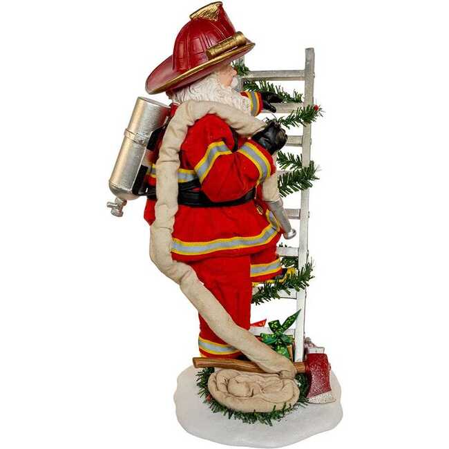 11.5-Inch Fabriché Fireman Santa On Ladder - Other Accents - 2
