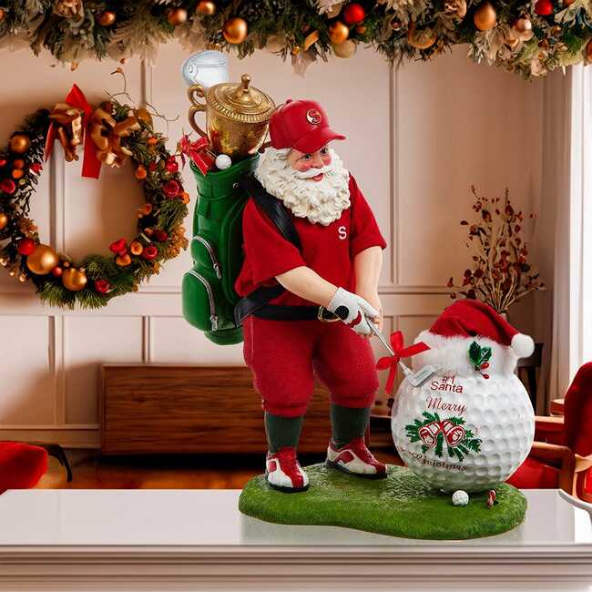 11-Inch Fabriché Golfer Santa With Oversized Golf Ball - Other Accents - 7
