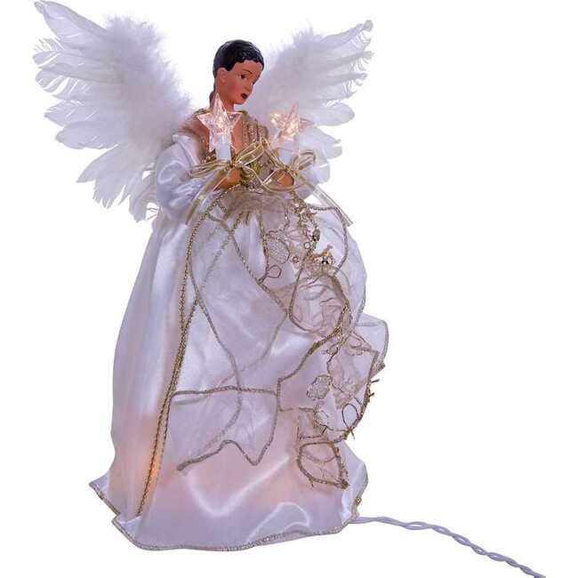 10-Light 12-Inch Ivory and Gold Black Angel Treetop - Other Accents - 2