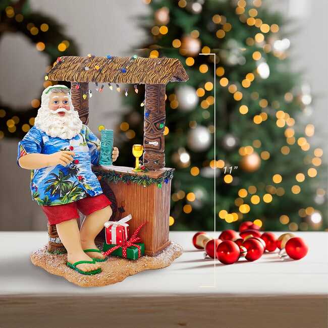11-Inch Fabriché Beach Santa Sitting At Tiki Bar - Other Accents - 5