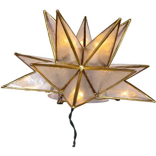 10-Light LED 15-Point Gold Sputnik Capiz Tree Topper - Other Accents - 5