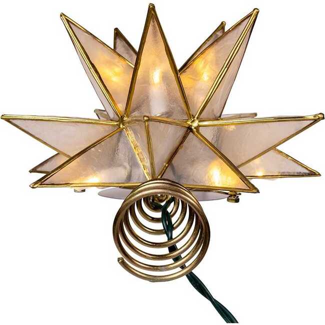 10-Light LED 15-Point Gold Sputnik Capiz Tree Topper - Other Accents - 6
