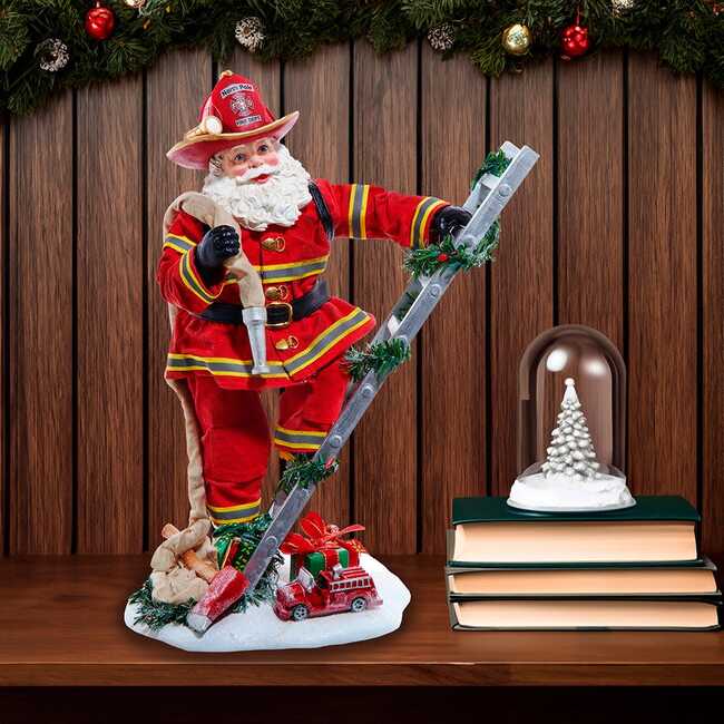 11.5-Inch Fabriché Fireman Santa On Ladder - Other Accents - 7
