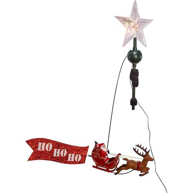 19.7-Inch LED Star Tree Topper with Rotating Santa - Other Accents - 2