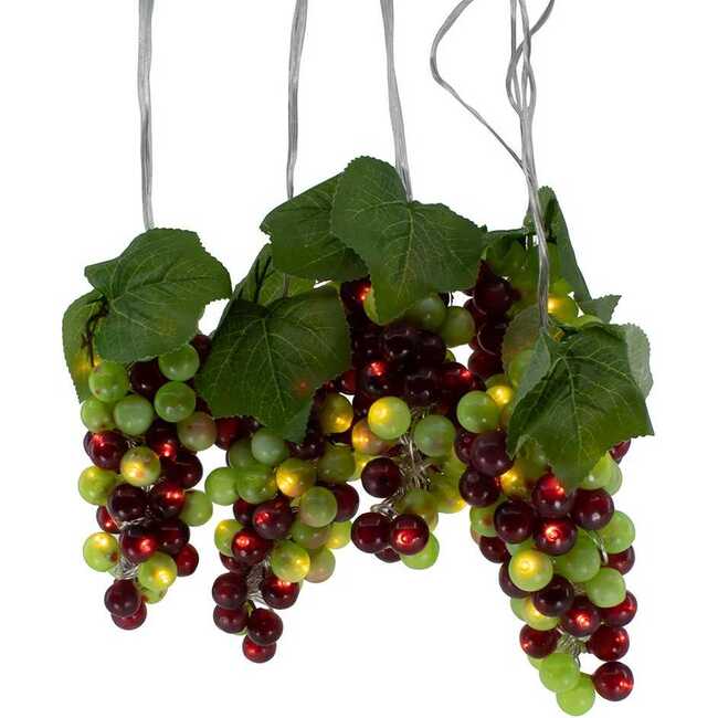 100-Light Green and Burgundy LED Grape Light Set with 5 Grape Bunches