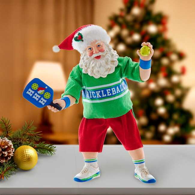 10-Inch Fabriché Santa Playing Pickleball - Other Accents - 7