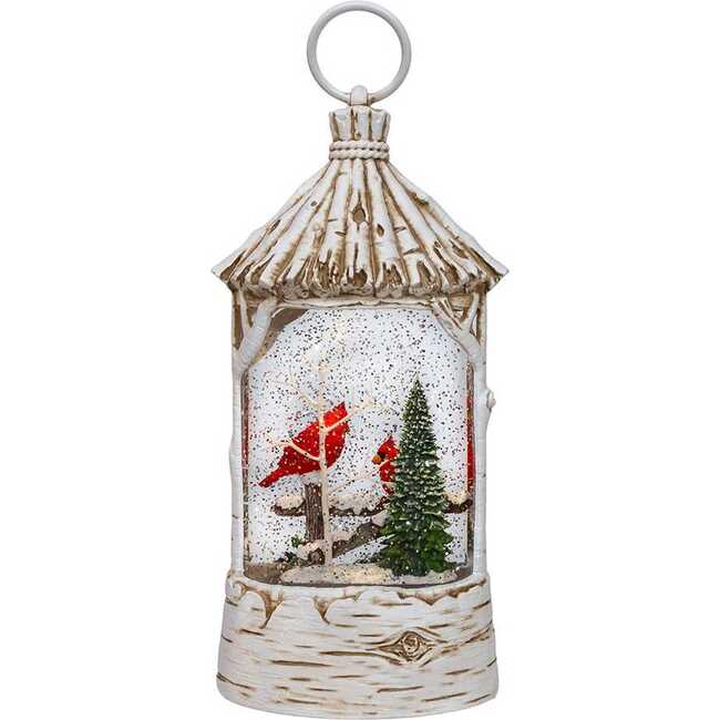 10.875-Inch Battery Operated USB LED Lighted Lantern with Cardinals and Spinning Glitter Water - Other Accents - 3