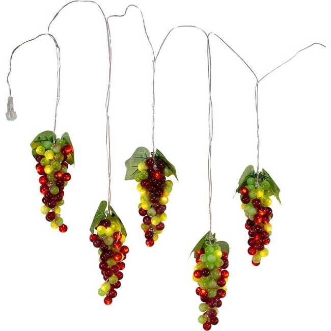100-Light Green and Burgundy LED Grape Light Set with 5 Grape Bunches - Other Accents - 4