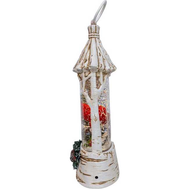 10.875-Inch Battery Operated USB LED Lighted Lantern with Cardinals and Spinning Glitter Water - Other Accents - 4