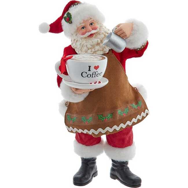 10.5-Inch Fabriché Santa with Oversized -InchI Love Coffee-Inch Cup and Creamer