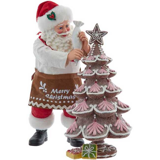 10.5-Inch Fabriché Santa Decorating Gingerbread Tree, 2-Piece Set