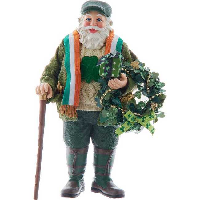 10.5-Inch Fabriché Musical Irish Santa With Wreath