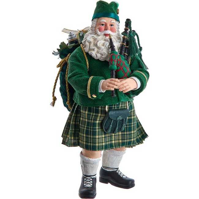 10.5-Inch Fabriché Musical Irish Bagpiper Santa