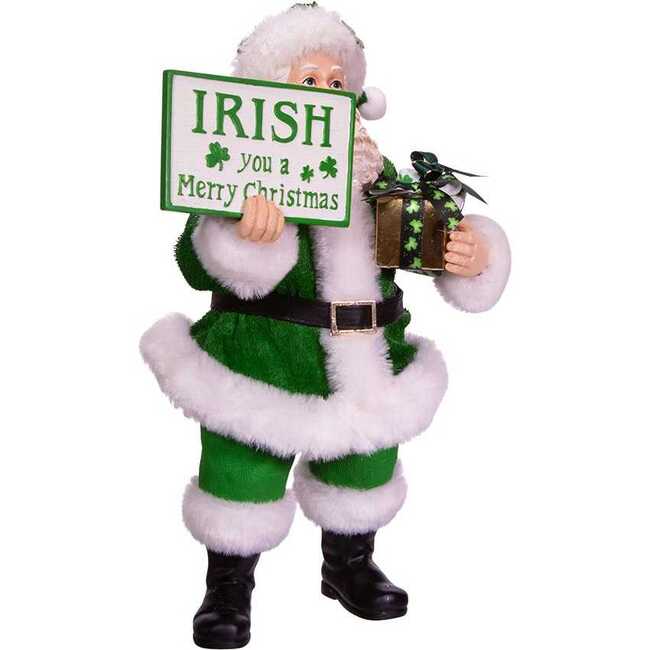 10.5-Inch Fabriché Musical Irish Santa Gift Box and Sign - Other Accents - 2