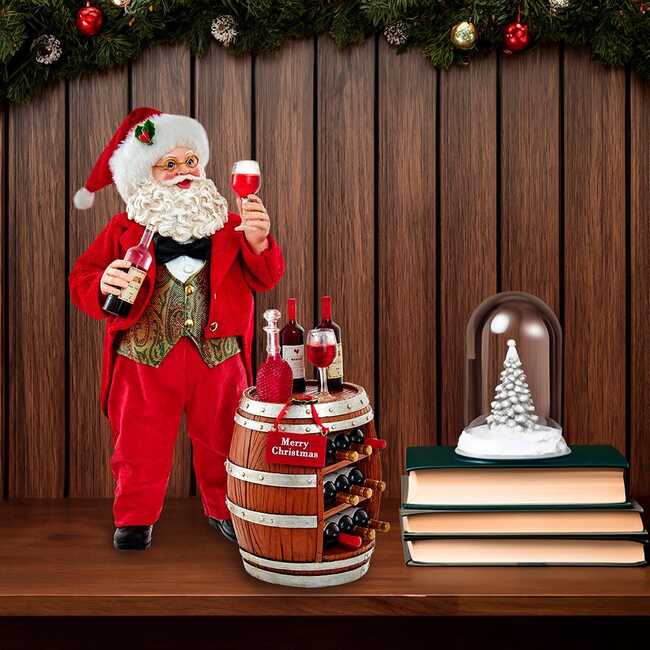 10.5-Inch Fabriché Wine Tasting Santa, 2 Piece Set - Other Accents - 7