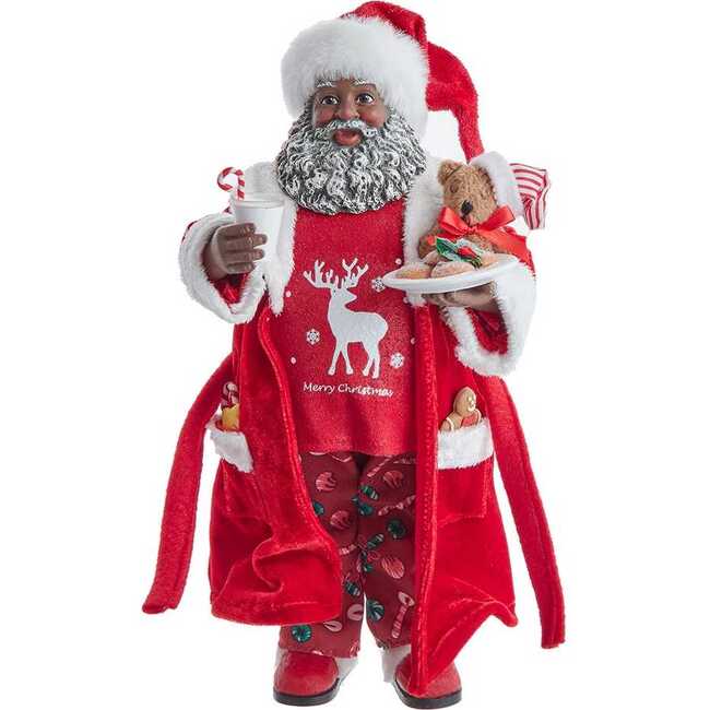10.5-Inch Fabriché Black Santa in Pajamas and Robe
